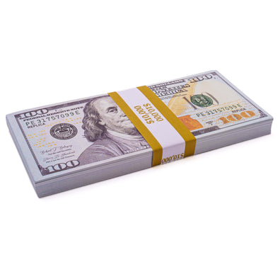 $10,000 Prop Money (1 Stack of $100 Bills, New Series)